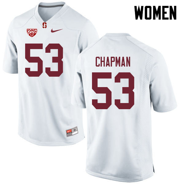 Women #53 Jack Chapman Stanford Cardinal College Football Jerseys Sale-White - Click Image to Close